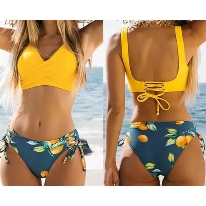 Maillot de bain bikini femme devant croisé à lacets