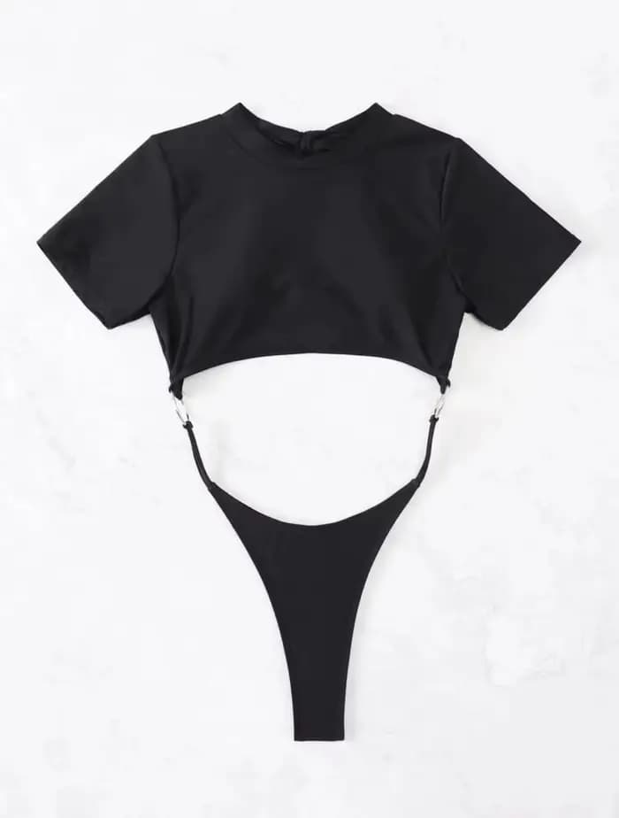 Maillot de bain bikini femme 2026 bleu à manches courtes