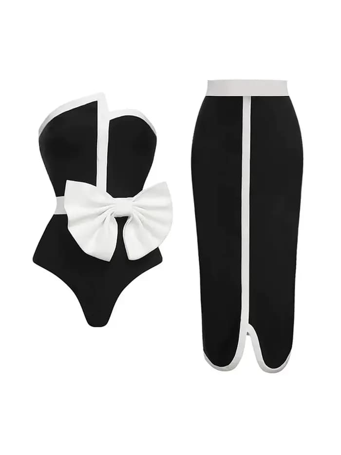 Maillot de bain une pièce noir et blanc pour femmes, modèle patchwork, taille haute, vêtements de plage
