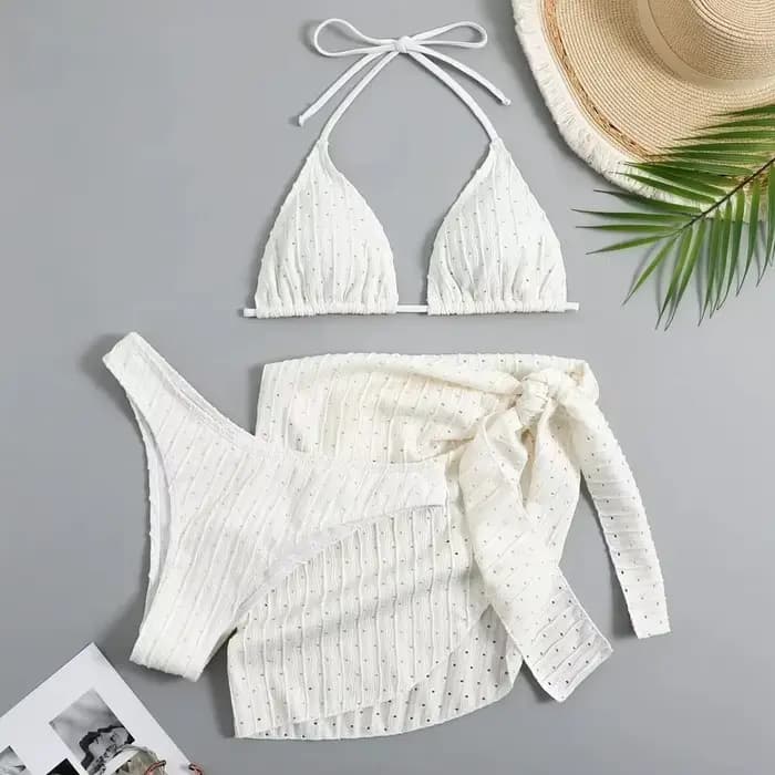 à la mode femmes 3 pièces licou Bikini ensemble Sexy string maillot de bain été maillot de bain couvrir string maillots de bain Biquini Brasileiro