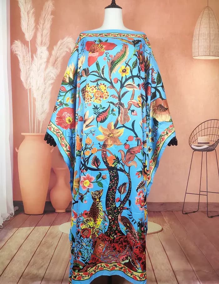 Robe caftan imprimée musulmane pour femmes, cover-up surdimensionné, bikini américain, élégant, été, adt Abaya