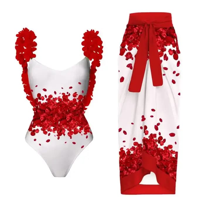 Maillot de bain une pièce imprimé bleu pour femme, bikini à la mode, couverture avec jupe, bandage serré, luxe, élégant, été, plage