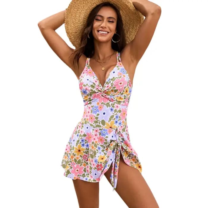 Maillot de bain une pièce torsadé sur le devant pour femmes
