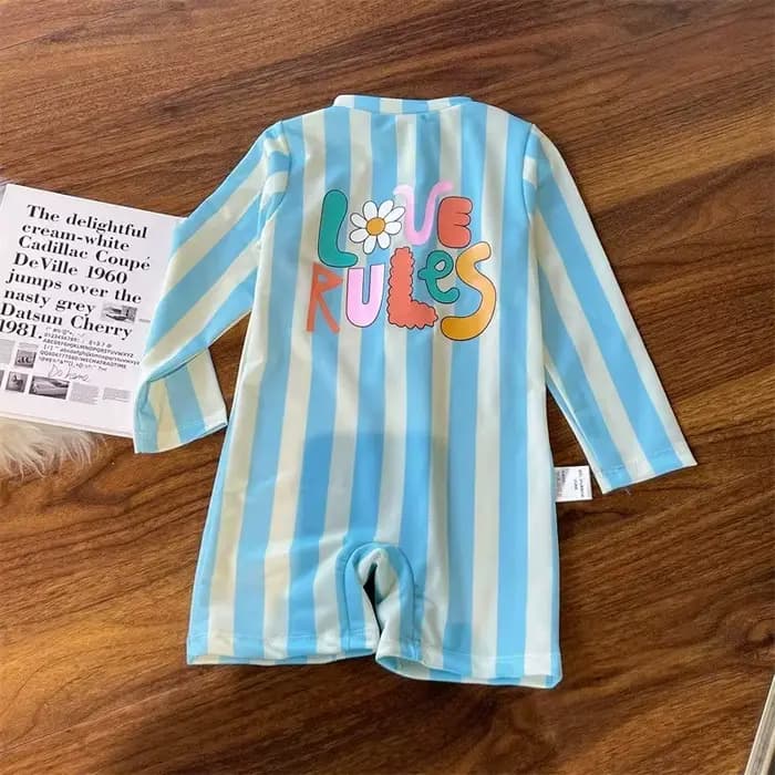 Combinaison de bain rayée avec bonnet pour bébé fille, 2 pièces, protection UV, vêtements de natation pour enfant de 1 à 7 ans