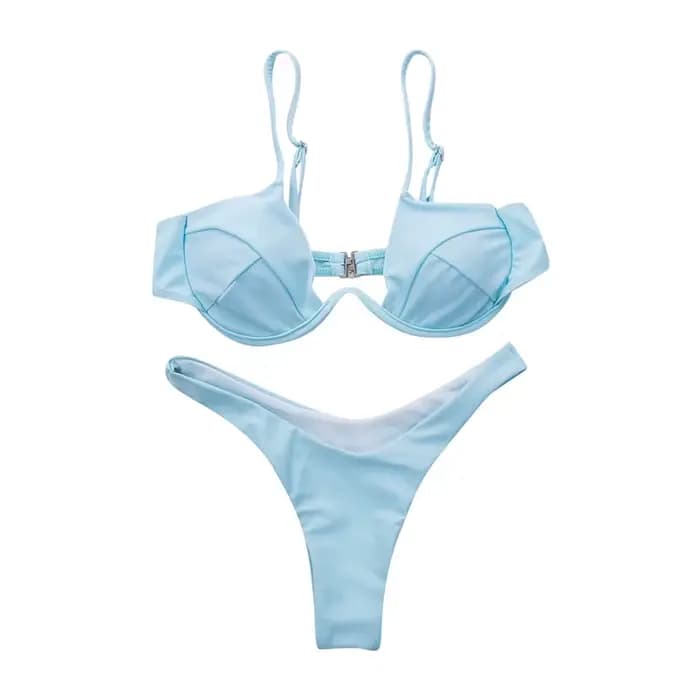 Maillot de bain sexy pour femme, ensemble deux pièces, couleur unie, push-up, style bandeau Y2K, maillot de bain pour femme