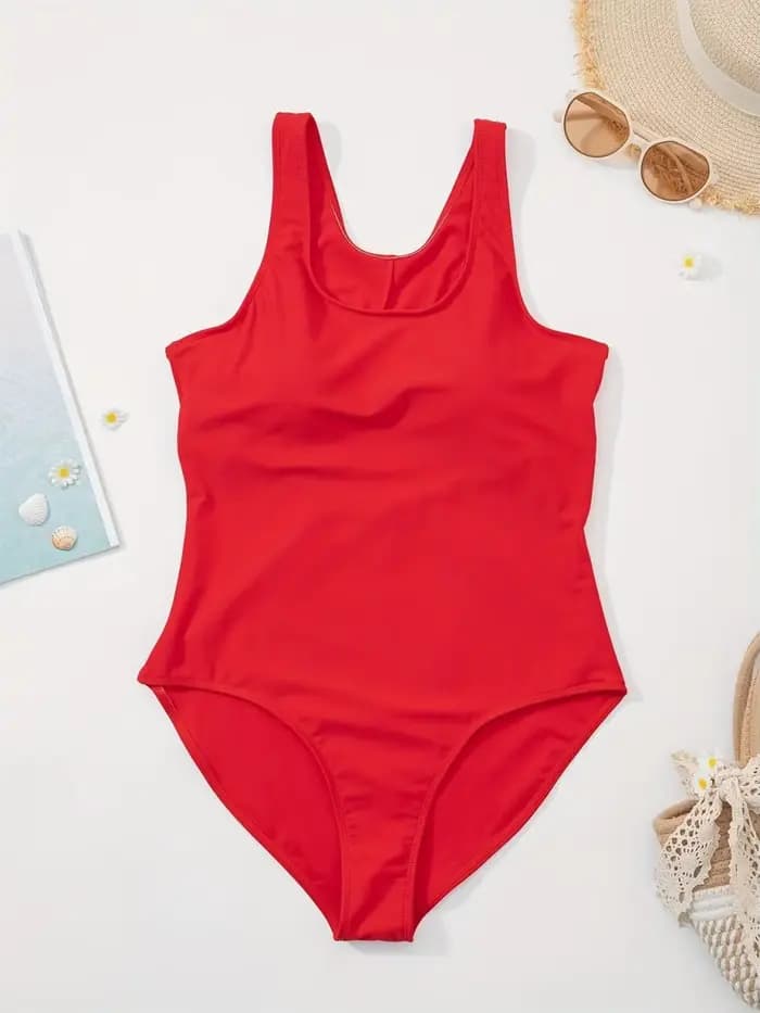 Maillot de bain une pièce rouge pour femme