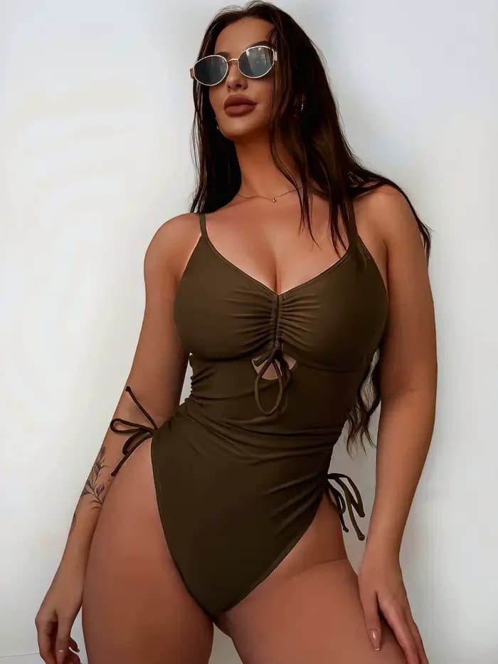 Maillot de bain une pièce pour femme, bikini sexy, couleur unie, monikini, string de proximité, vêtements de plage féminins, livraison directe