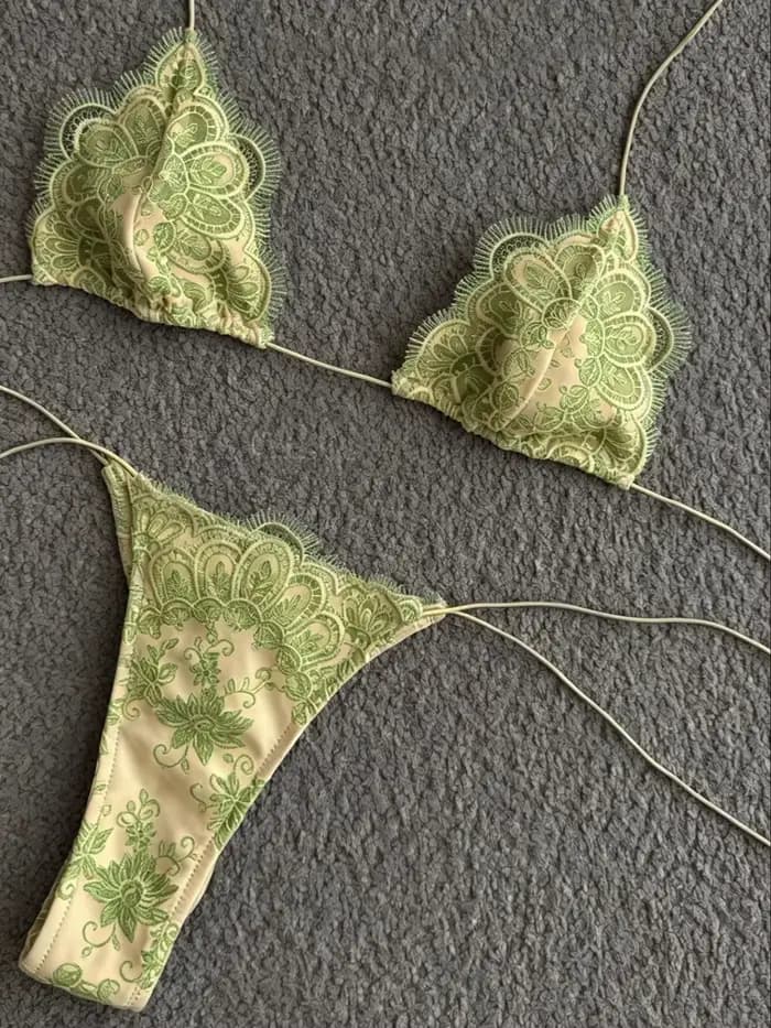 Maillot de bain bikini en dentelle deux pièces pour femme