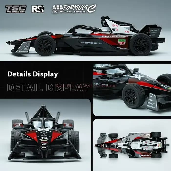 Nouvelle voiture miniature TSC The Speed Car 1:43 en alliage, modèle de voiture Porsche Formule E, jouet de simulation, ornement de bureau, collection de modèles de voitures