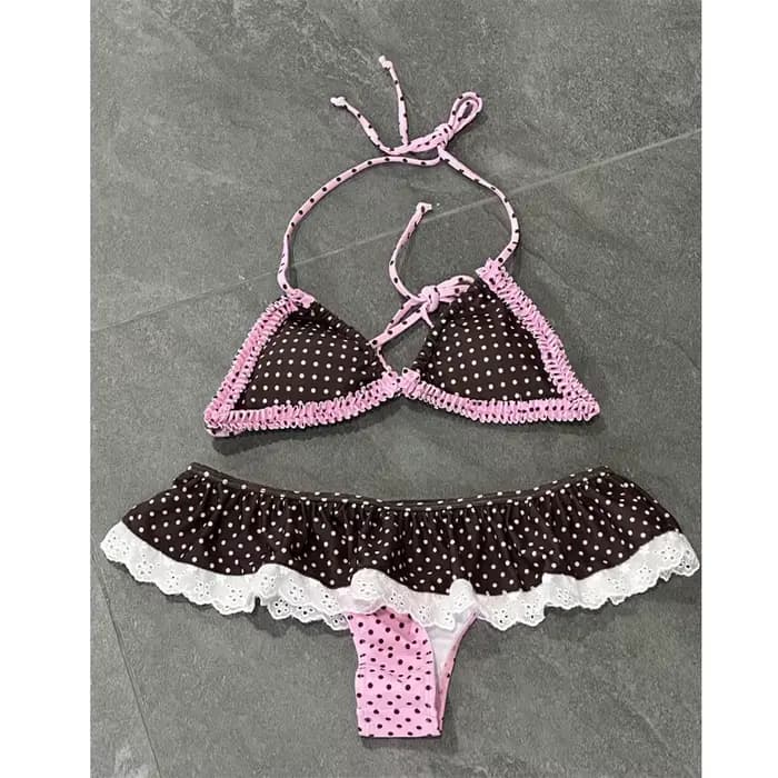 Ensemble bikini d'été à pois pour femmes