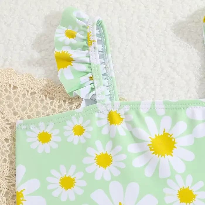 Maillot de bain une pièce imprimé Floral, extensible, à volants, sans manches, pour enfants de 2 3 4 5 6 ans, été