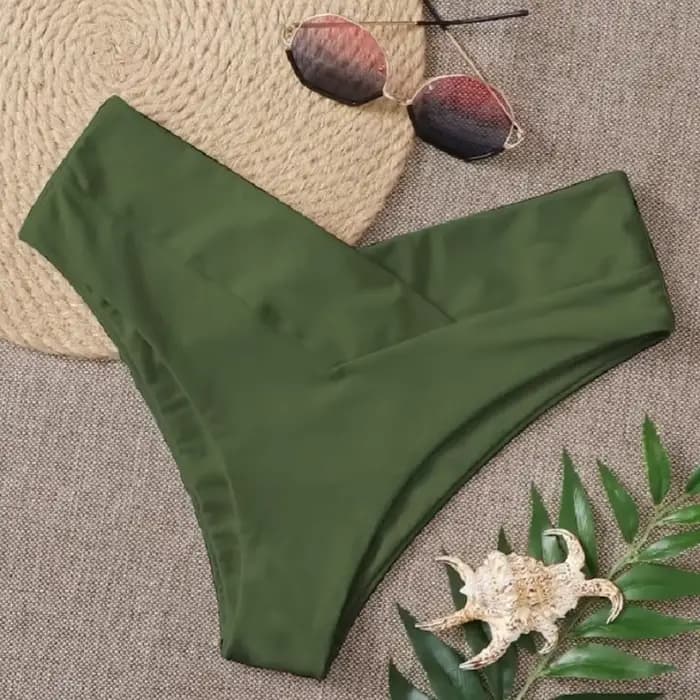Maillot de bain sexy pour femmes, culotte tanga brésilienne, taille haute, couleur solide, pour la natation astronomique
