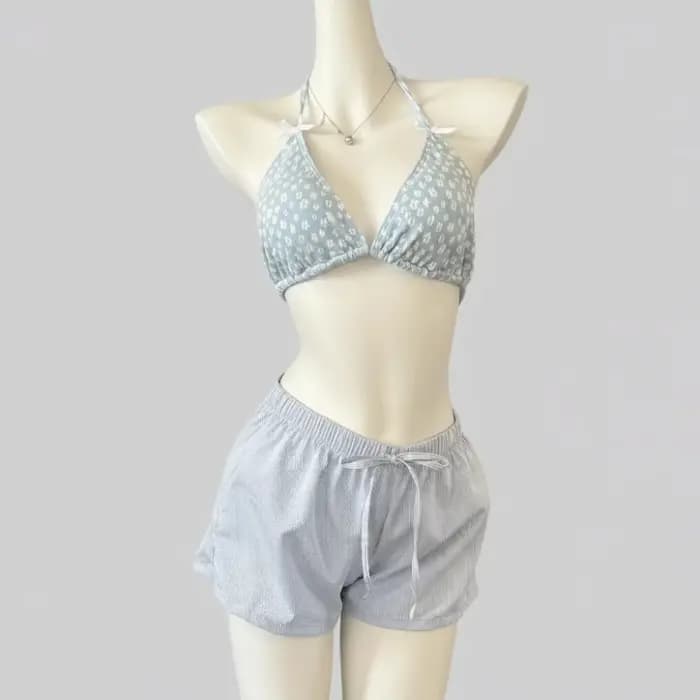 Ensemble de maillots de bain pour femmes à lacets, maillot de bain en maille transparente, 4 pièces, bikini, protection solaire, maillot de bain ample à manches longues