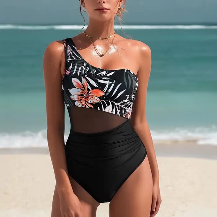 Maillot de bain une pièce à une épaule pour femmes
