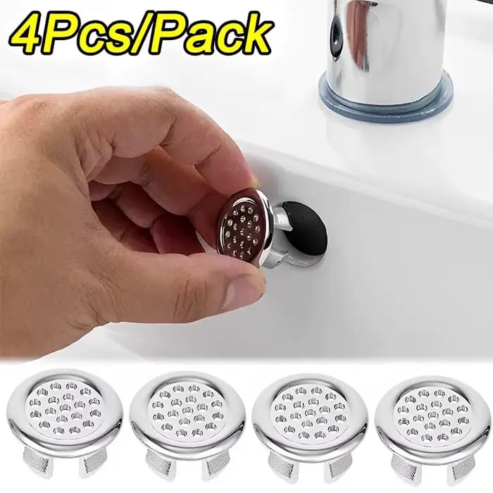 Couvercle de vidange circulaire pour lavabo de cuisine et salle de bains, 4 pièces, décoration de baignoire, trou d'évier, trop-plein creux pour lavabo