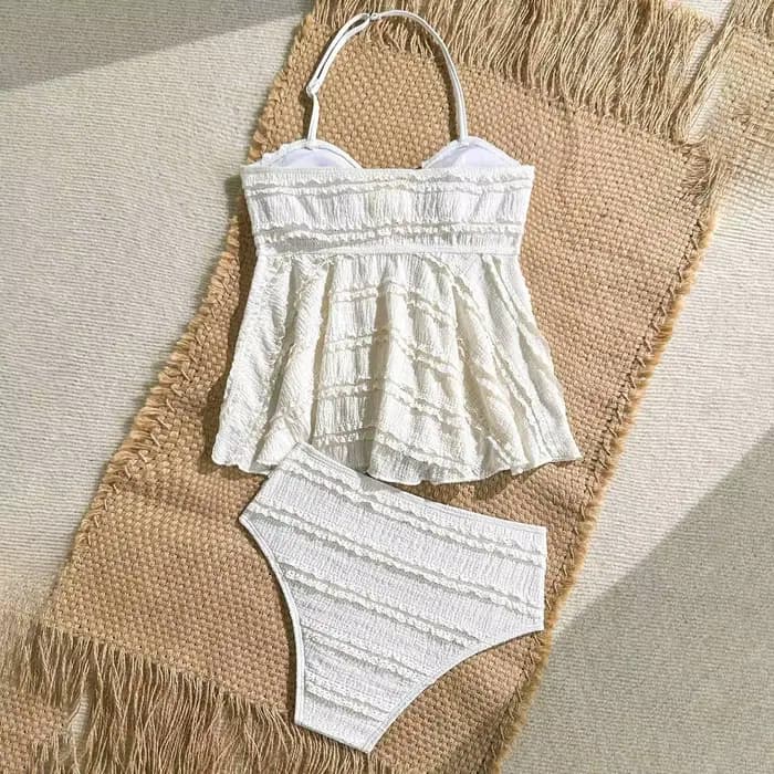 Bikini avec short pour filles de 12 ans, ensemble de bikini deux pièces métallisé pour filles, haut à volants découpé, maillots de bain taille haute pour adolescentes