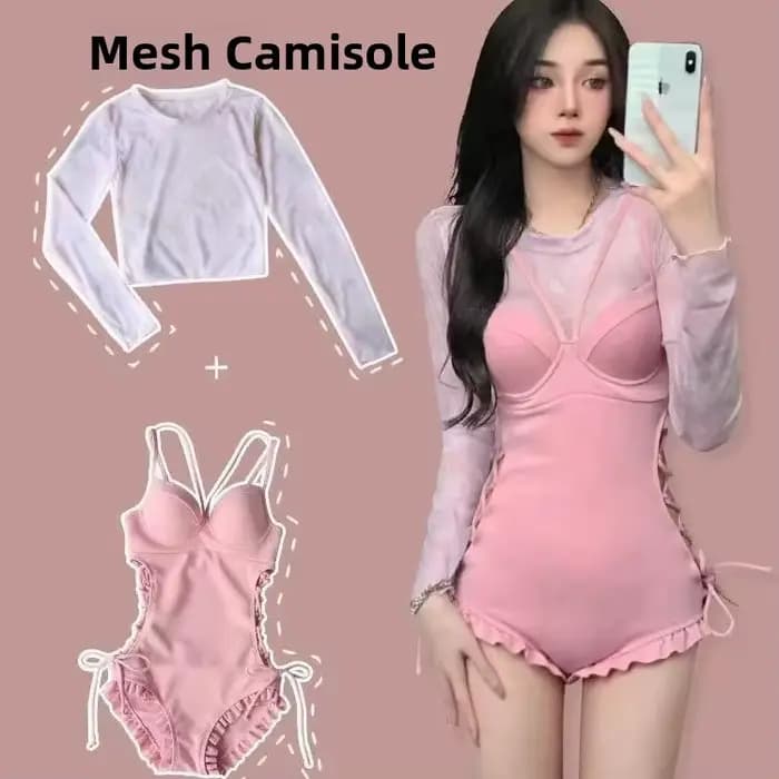 Maillot de bain une pièce rose avec veste pour femme