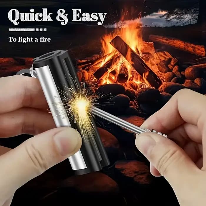 Briquet assorti en métal de silex, briquet de survie d'urgence portable pour camping en plein air, peut éclairer 10 000 fois, paquet de 1 à 5
