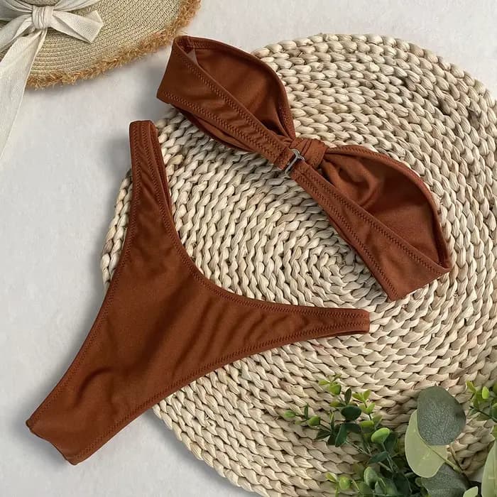 DEBAIOR Sexy noeud Bikini ensemble maillot de bain pour femmes maillot de bain Push Up hors de l'épaule maillot de bain maillots de bain maillot de bain baigneurs