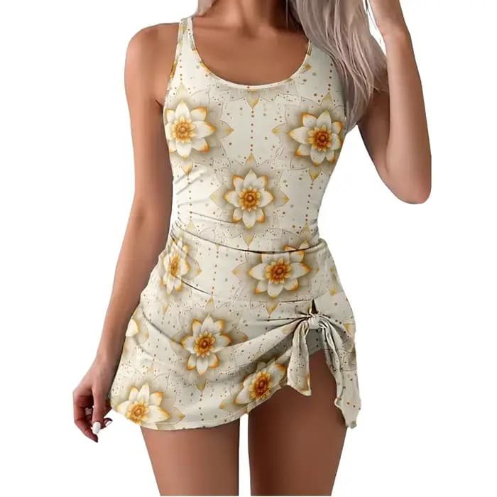 Maillot de bain une pièce à bretelles, imprimé Floral géométrique, contrôle du ventre, pour femmes, séchage rapide, vêtements de plage durables