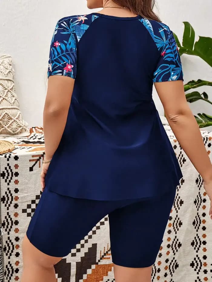Maillot de bain deux pièces à imprimé floral grande taille