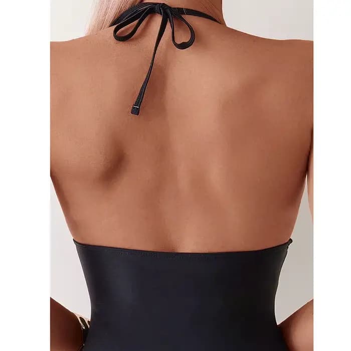 Maillots de bain femmes maillot de bain une pièce maillot de bain noir maille Monokini Perspective body col en V maillot de bain pour femme baigneur