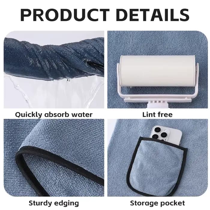 Jupe de bain à séchage rapide pour hommes – Serviette enveloppante en microfibre douce
