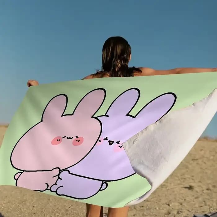 Dessin animé a-samimichan mignon serviette de plage serviettes de bain colorées microfibre séchage rapide personnalisé