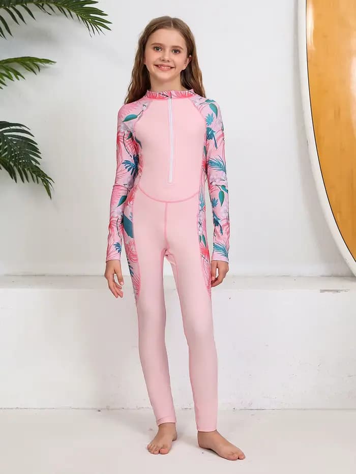 Maillot de bain une pièce à manches longues pour filles