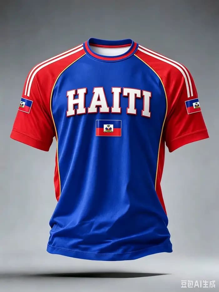 Nouveau Maillot de Football Bleu Haïti 2026 pour Hommes, Col Rond, Vêtement de Sport avec Texte « HAITI » et Imprimé Drapeau, Hauts Décontractés et d'Entraînement