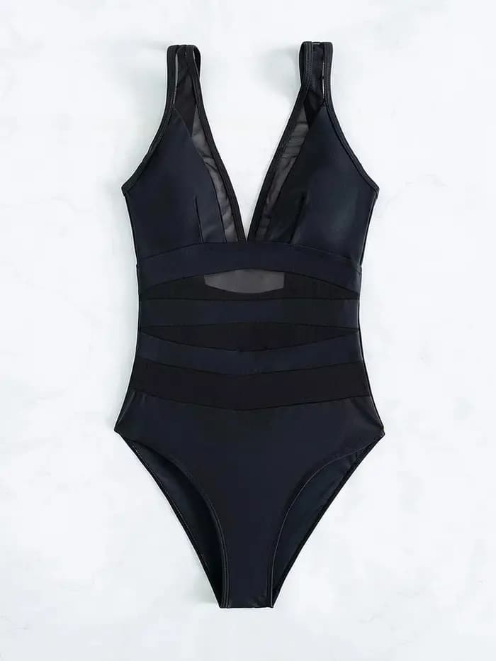 Maillot de bain une pièce en maille contrastée