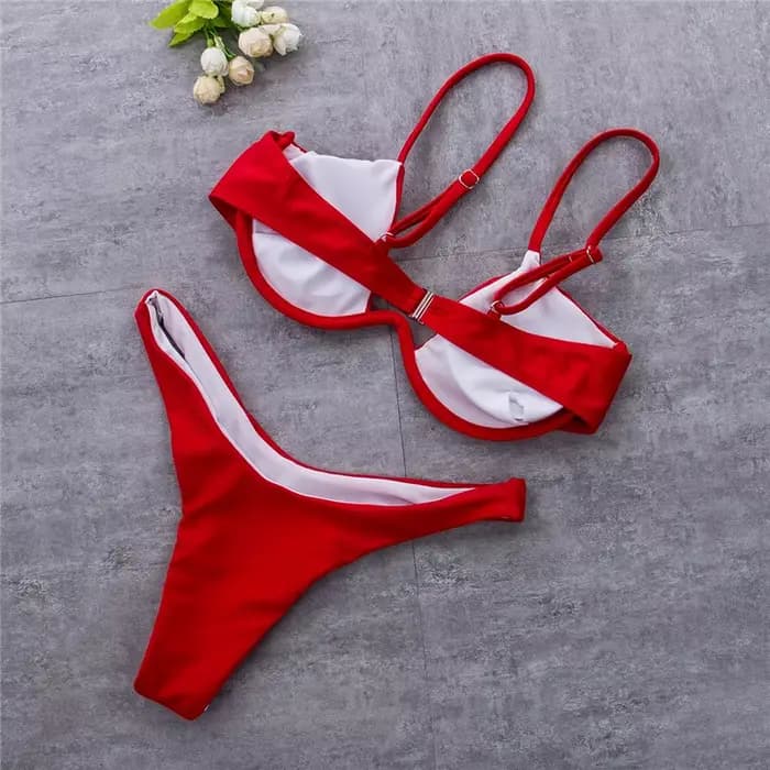 Bikini pour femmes été couleur unie Push Up Bandeau soutien-gorge pansement Y2k Style
