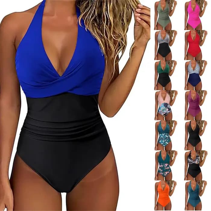 Maillot de bain une pièce sexy à rayures croisées sur le devant