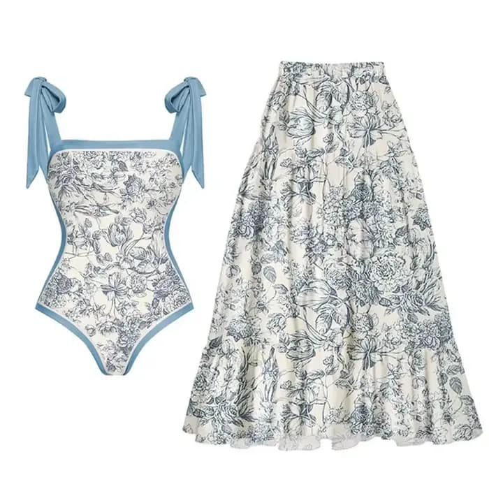 Sexy femmes couvrir maillots de bain Vintage une pièce nœud maillot de bain vêtements de plage maillot de bain impression Double face conception réversible