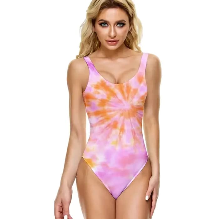 Une pièce ​ Maillot de bain dégradé ​ Psychédélique Sunburst imprimé décontracté ventre contrôle