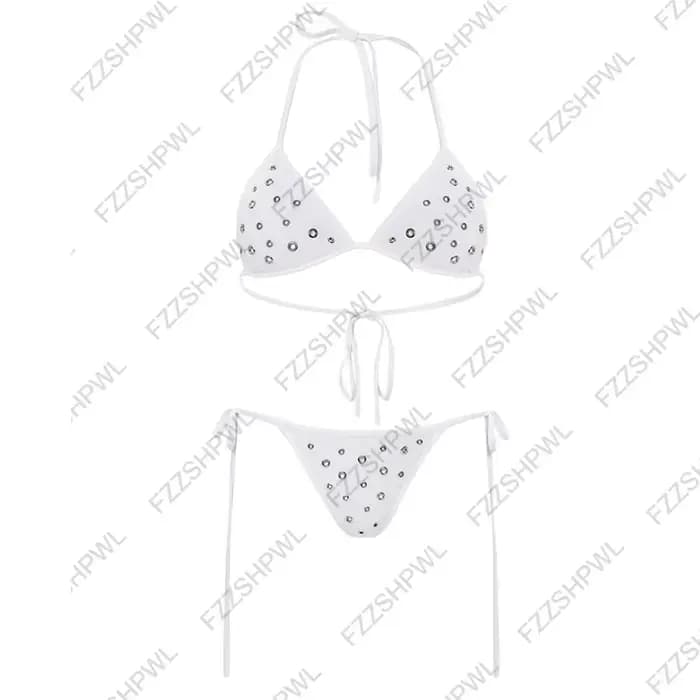 Maillot de bain 2 pièces à carreaux bleus avec nœud décoratif