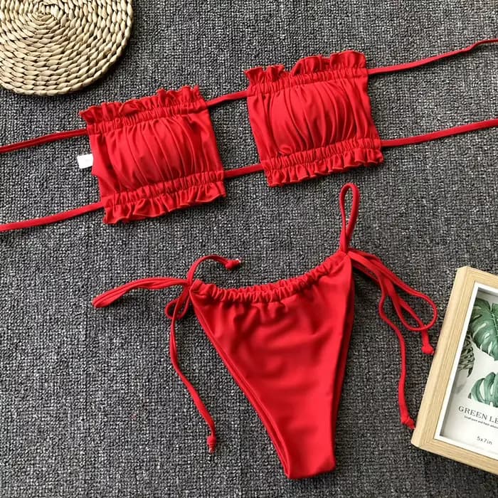 Bikinis froncés Sexy String Maillot De Bain femmes Extrem