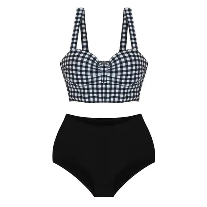 Maillot de bain deux pièces taille haute pour femme