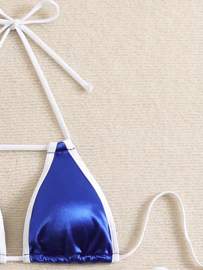 Femmes maillot de bain bleu Sexy Bikini réglable maillots