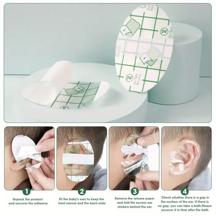 20 patchs d'oreille imperméables |   Cache-oreilles de bain pour bébé pour nager, douche et laver les cheveux, prévenir l'infection de l'eau