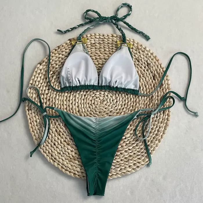 DEBAIOR maillot de bain 2025 femmes tendance maillots de bain deux pièces costumes cravate-teinture Bikini plage maillot de bain réglable licou cou sangle string