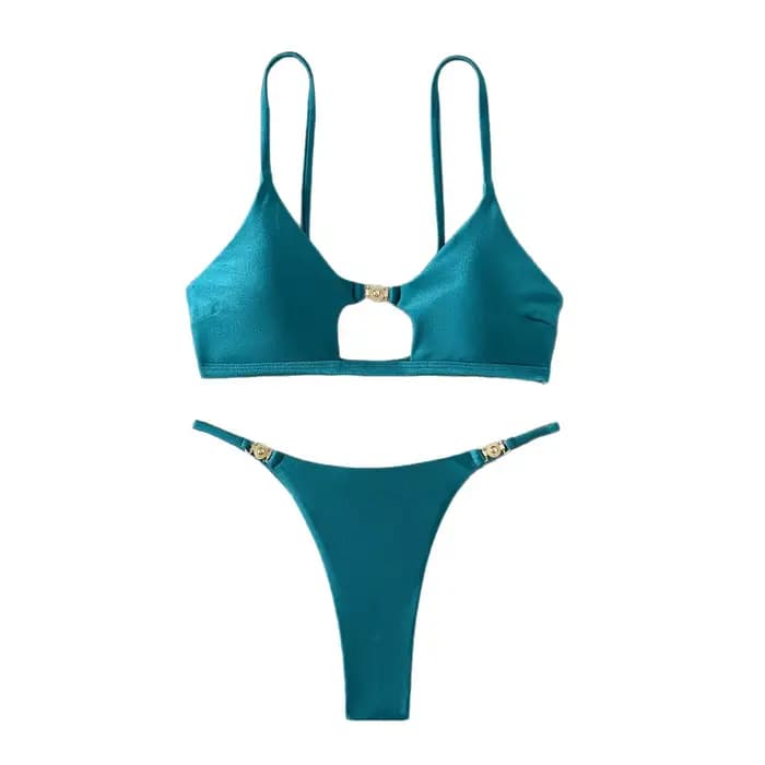 Nouveau Sexy Sheen haut coupe Bikini ensemble maillots de bain brillants pour les femmes Push Up Triangle