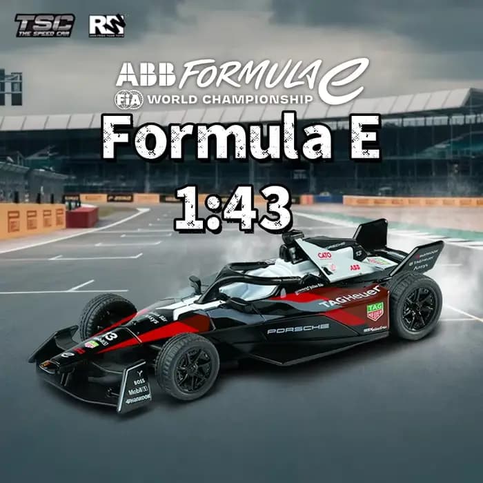 Nouvelle voiture miniature TSC The Speed Car 1:43 en alliage, modèle de voiture Porsche Formule E, jouet de simulation, ornement de bureau, collection de modèles de voitures