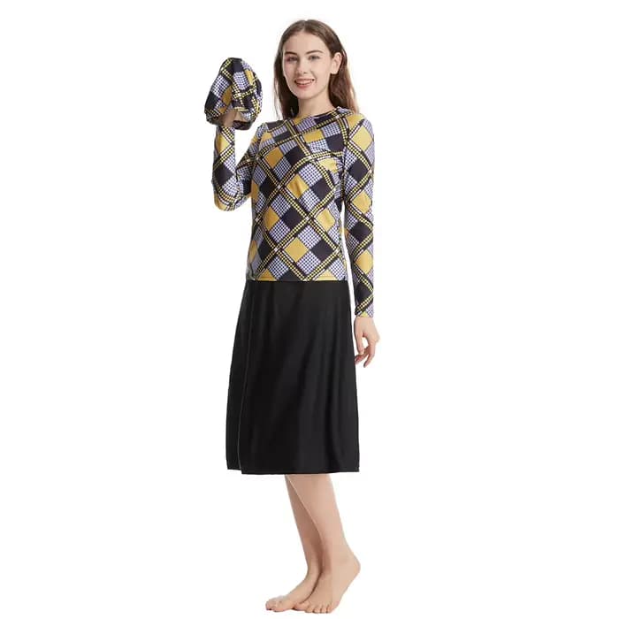 Maillot de bain islamique élégant pour femmes, body à manches longues + jupe + chapeau, 3 pièces, vêtements de plage musulmans et Sexy pour filles, s-xxxl