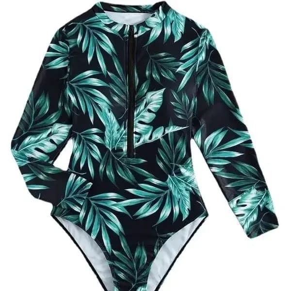 Maillot de bain une pièce à manches longues avec fermeture éclair pour femmes, imprimé tendance, nouvelle arrivée, ensemble de bikini, costume de bain élégant