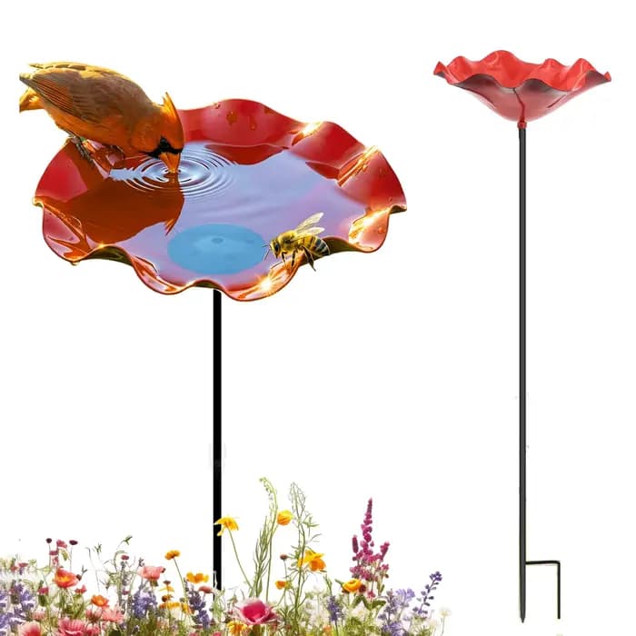 Baignoire pour oiseaux en métal pour jardin, bain d'oiseaux extérieur sur pied, bol à eau décoratif pour jardin, patio, cour