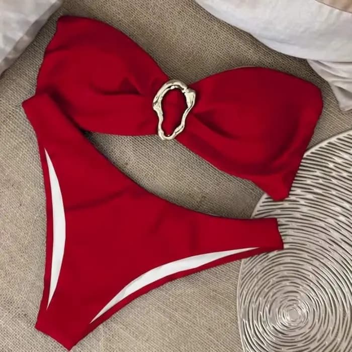 Ensemble bikini bandeau push-up sexy pour femme
