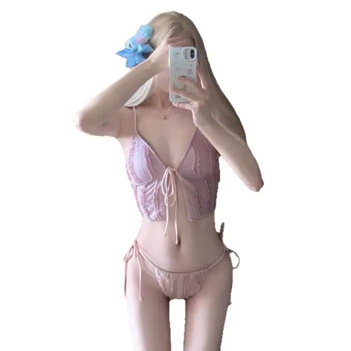Nouveau Maillot de Bain 2026 Style Ins, Ensemble Bikini Trois Pièces, Tendance Pure Désir, Idéal pour les Sources Chaudes, Maillot de Bain Coréen Haut de Gamme Sensationnel