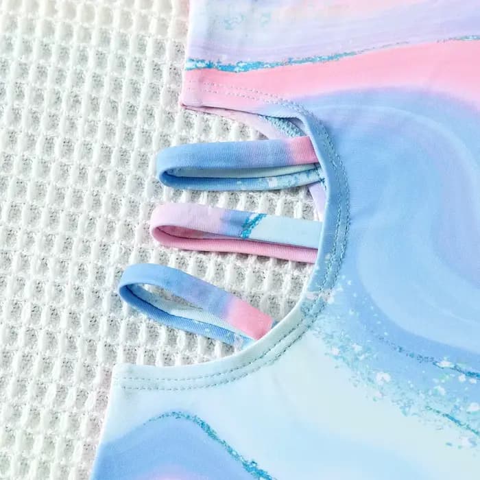 Maillot de bain une pièce imprimé Tie-dye pour enfants, nouveau Design, pour adolescentes, maillots de bain bleus, maillots de bain de 5 à 15 ans