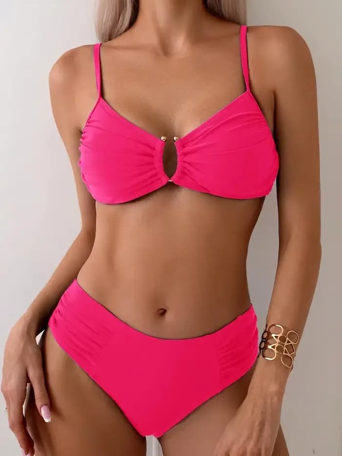 Maillot de bain deux pièces pour femme, bikini sexy, taille haute, ensemble de bikini, maillot de bain femme, vêtements de plage push up, 2025